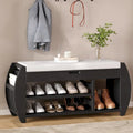 Banc de rangement 2 places avec coussin – Noir / Naturel / Bleu marine / Espresso / Blanc antique