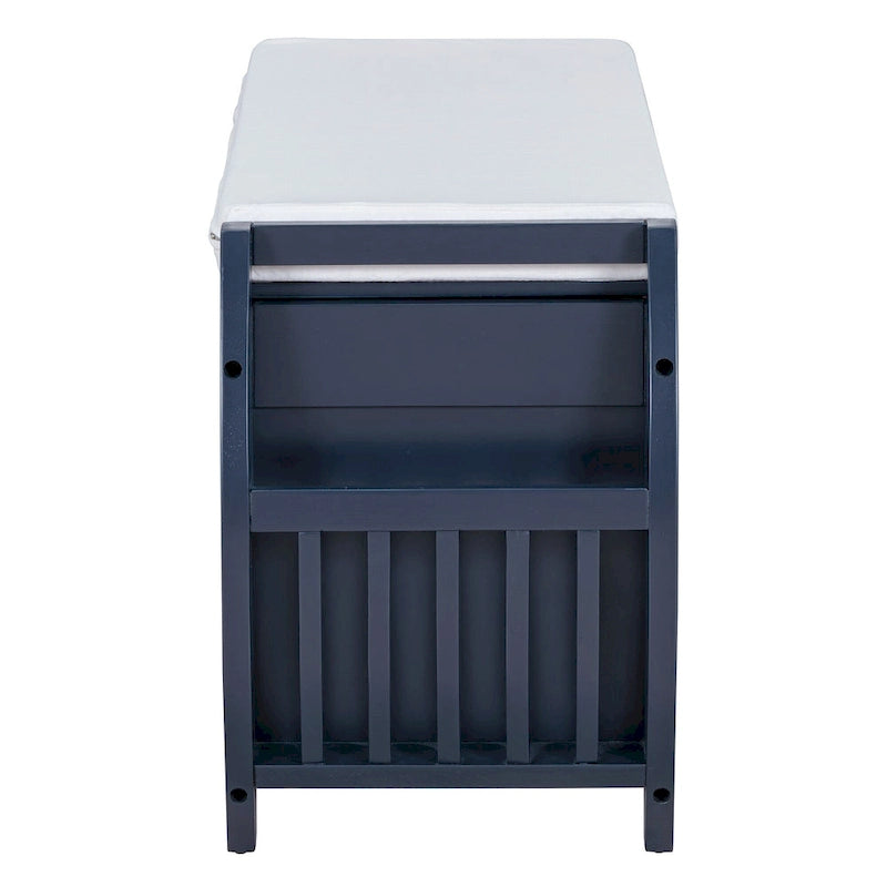 Banc de rangement 2 places avec coussin – Noir / Naturel / Bleu marine / Espresso / Blanc antique