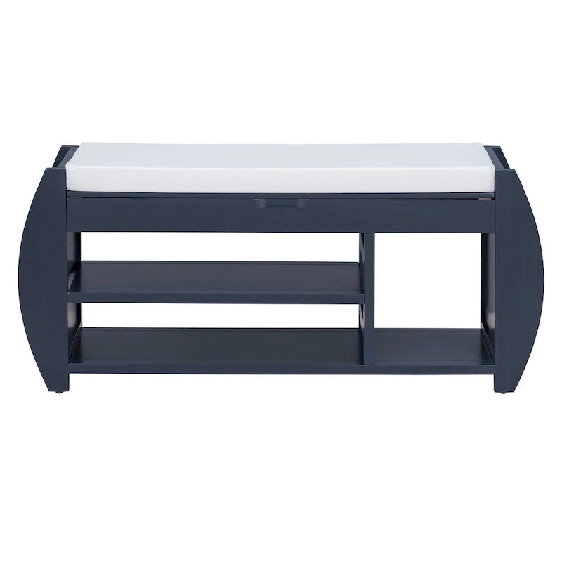 Banc de rangement 2 places avec coussin – Noir / Naturel / Bleu marine / Espresso / Blanc antique