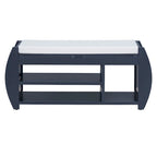 Banc de rangement 2 places avec coussin – Noir / Naturel / Bleu marine / Espresso / Blanc antique