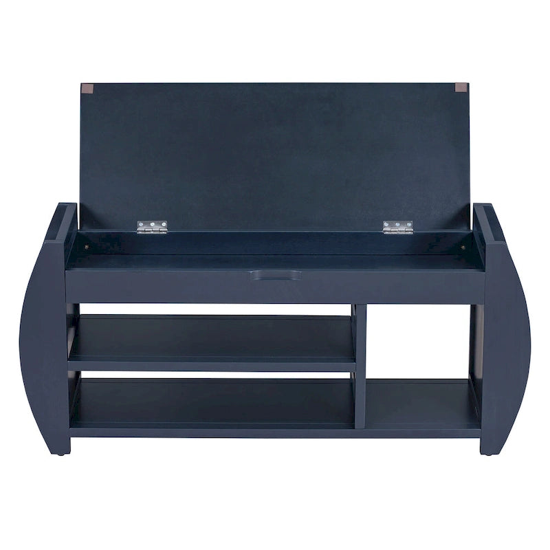 Banc de rangement 2 places avec coussin – Noir / Naturel / Bleu marine / Espresso / Blanc antique