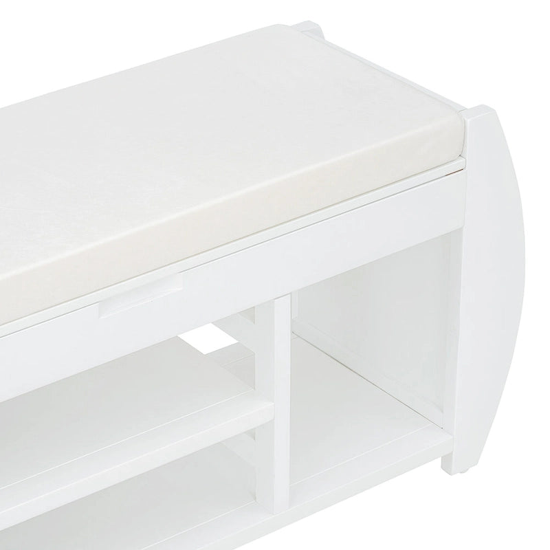 Banc de rangement 2 places avec coussin – Noir / Naturel / Bleu marine / Espresso / Blanc antique