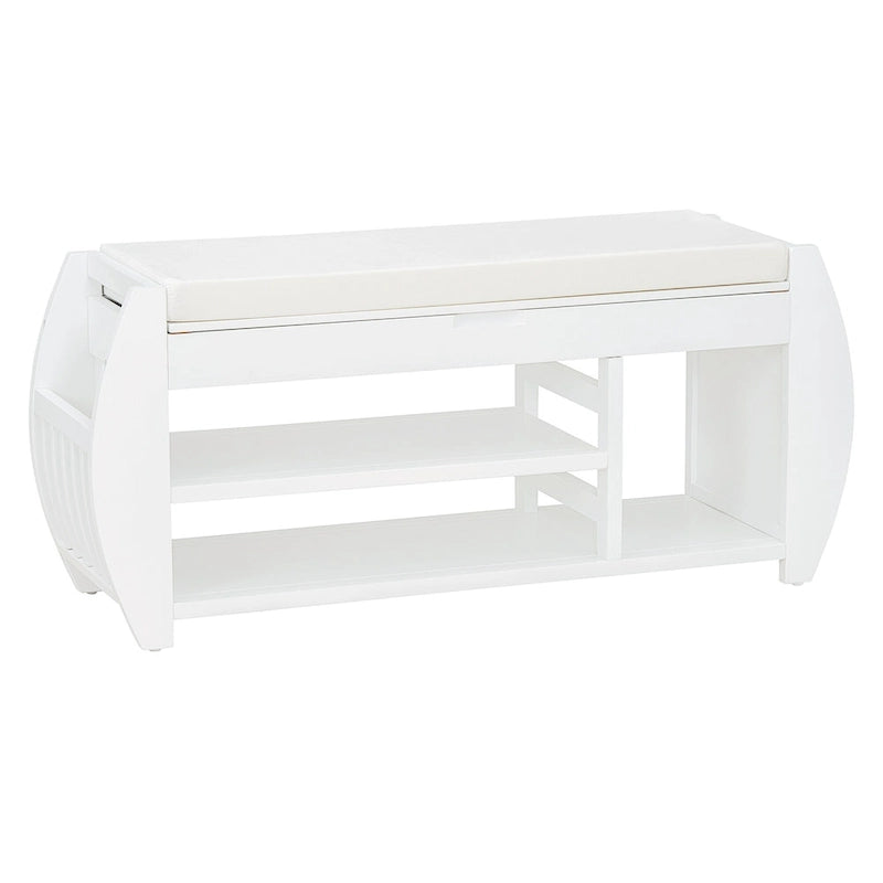 Banc de rangement 2 places avec coussin – Noir / Naturel / Bleu marine / Espresso / Blanc antique