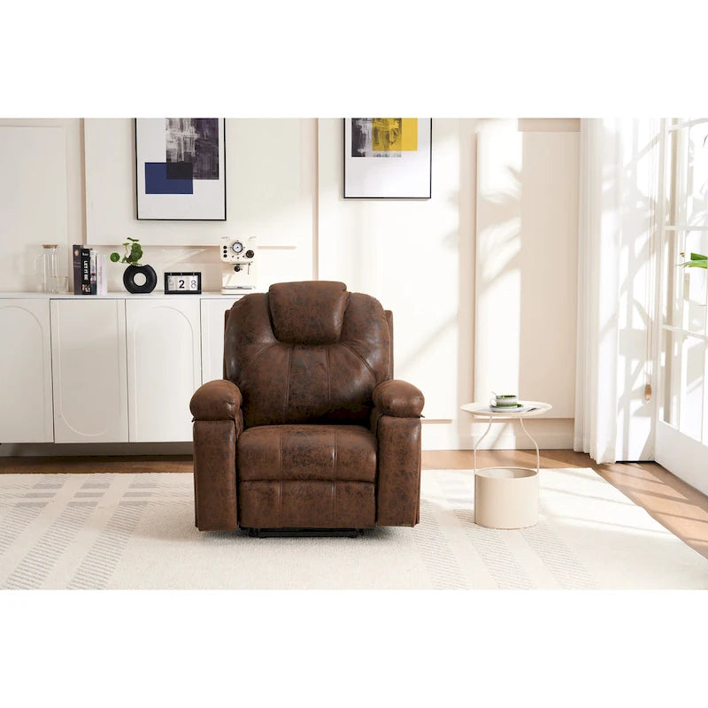 Fauteuil inclinable releveur marron avec massage et chaleur, une place