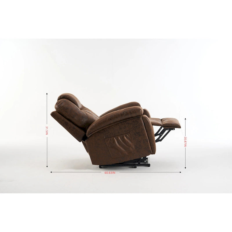 Fauteuil inclinable releveur marron avec massage et chaleur, une place
