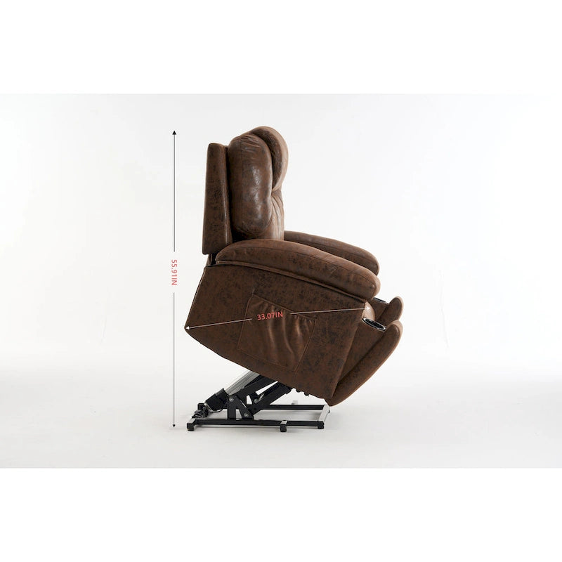 Fauteuil inclinable releveur marron avec massage et chaleur, une place