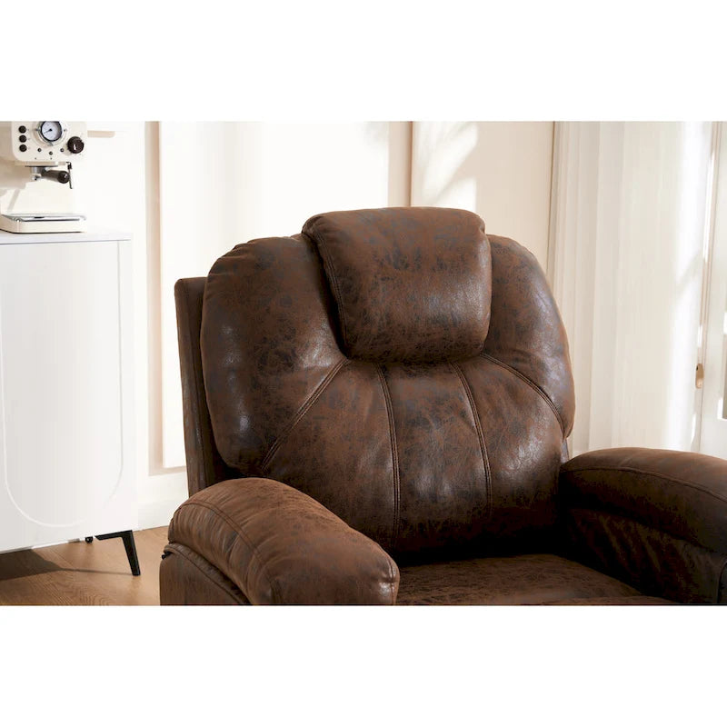 Fauteuil inclinable releveur marron avec massage et chaleur, une place