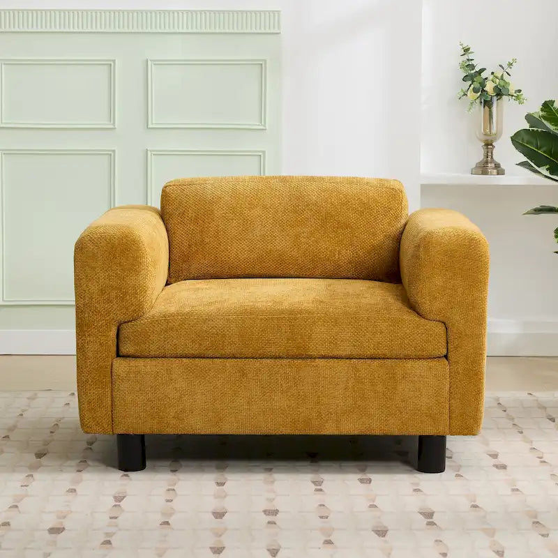 Fauteuil d'appoint en velours surdimensionné – Jaune / Beige / Bleu, une place