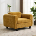 Fauteuil d'appoint en velours surdimensionné – Jaune / Beige / Bleu, une place