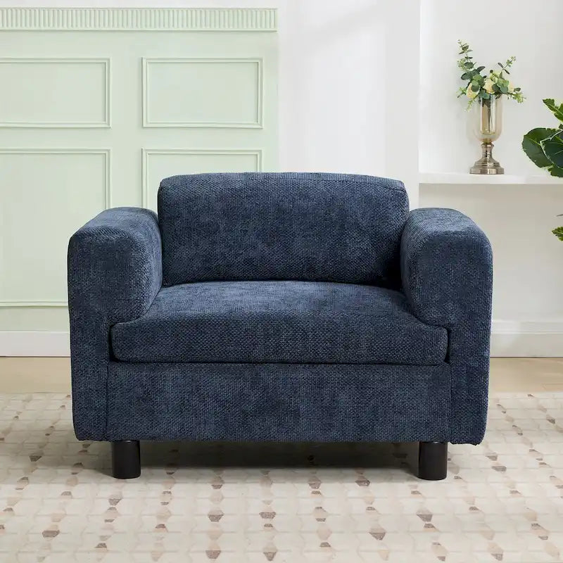 Fauteuil d'appoint en velours surdimensionné – Jaune / Beige / Bleu, une place