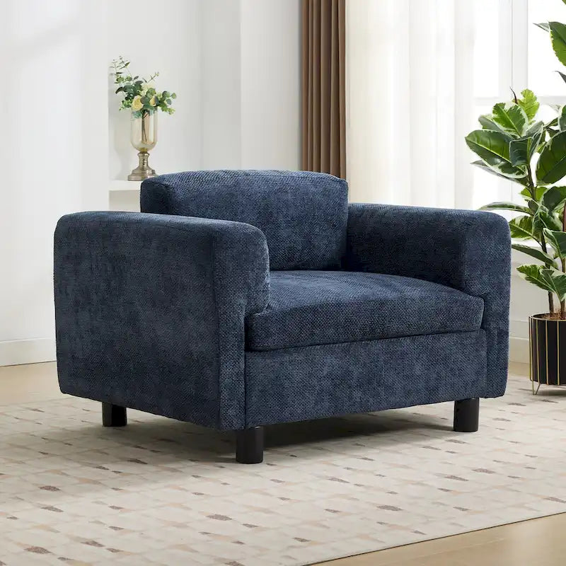 Fauteuil d'appoint en velours surdimensionné – Jaune / Beige / Bleu, une place