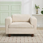 Fauteuil d'appoint en velours surdimensionné – Jaune / Beige / Bleu, une place