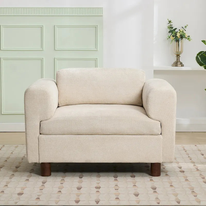 Fauteuil d'appoint en velours surdimensionné – Jaune / Beige / Bleu, une place