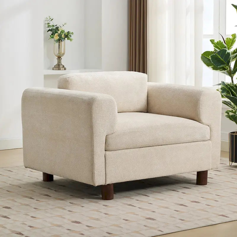 Fauteuil d'appoint en velours surdimensionné – Jaune / Beige / Bleu, une place