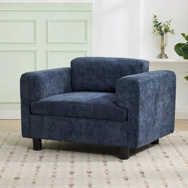 Fauteuil d'appoint en velours surdimensionné – Jaune / Beige / Bleu, une place
