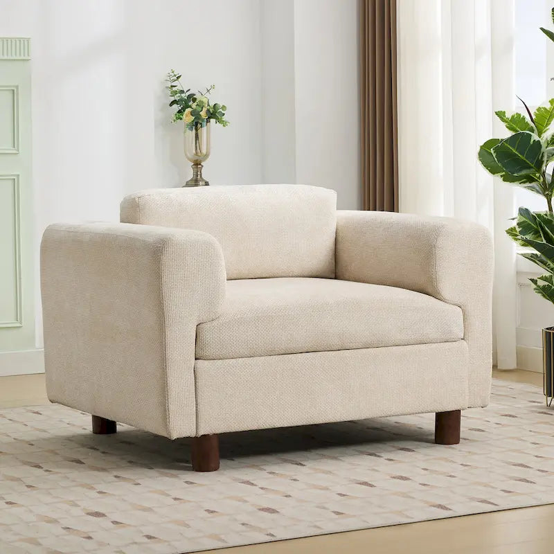 Fauteuil d'appoint en velours surdimensionné – Jaune / Beige / Bleu, une place
