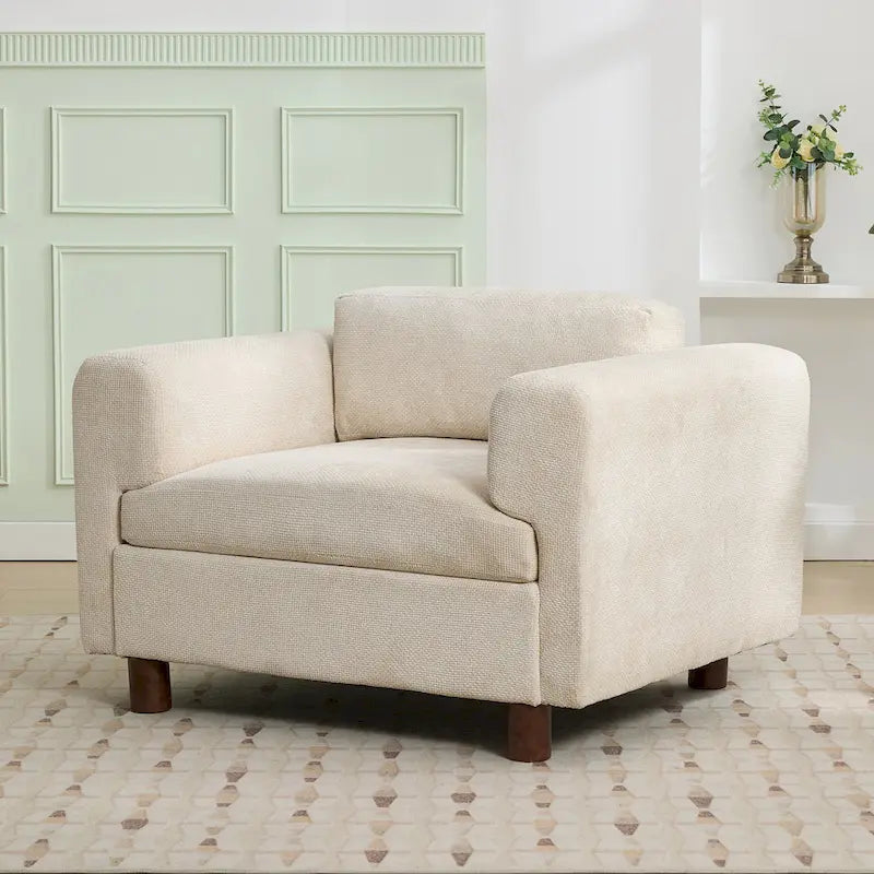 Fauteuil d'appoint en velours surdimensionné – Jaune / Beige / Bleu, une place