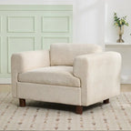 Fauteuil d'appoint en velours surdimensionné – Jaune / Beige / Bleu, une place