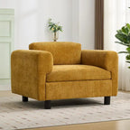 Fauteuil d'appoint en velours surdimensionné – Jaune / Beige / Bleu, une place