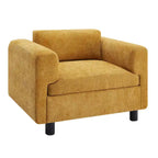 Fauteuil d'appoint en velours surdimensionné – Jaune / Beige / Bleu, une place