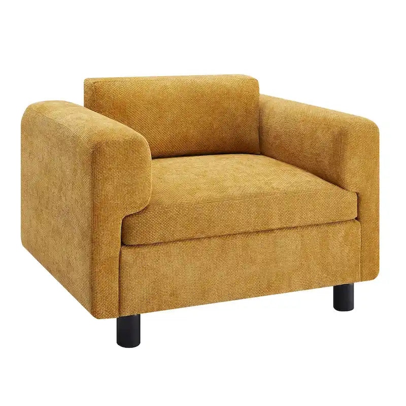 Fauteuil d'appoint en velours surdimensionné – Jaune / Beige / Bleu, une place