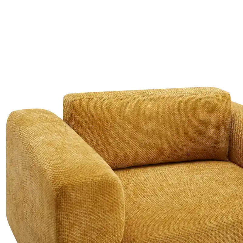 Fauteuil d'appoint en velours surdimensionné – Jaune / Beige / Bleu, une place