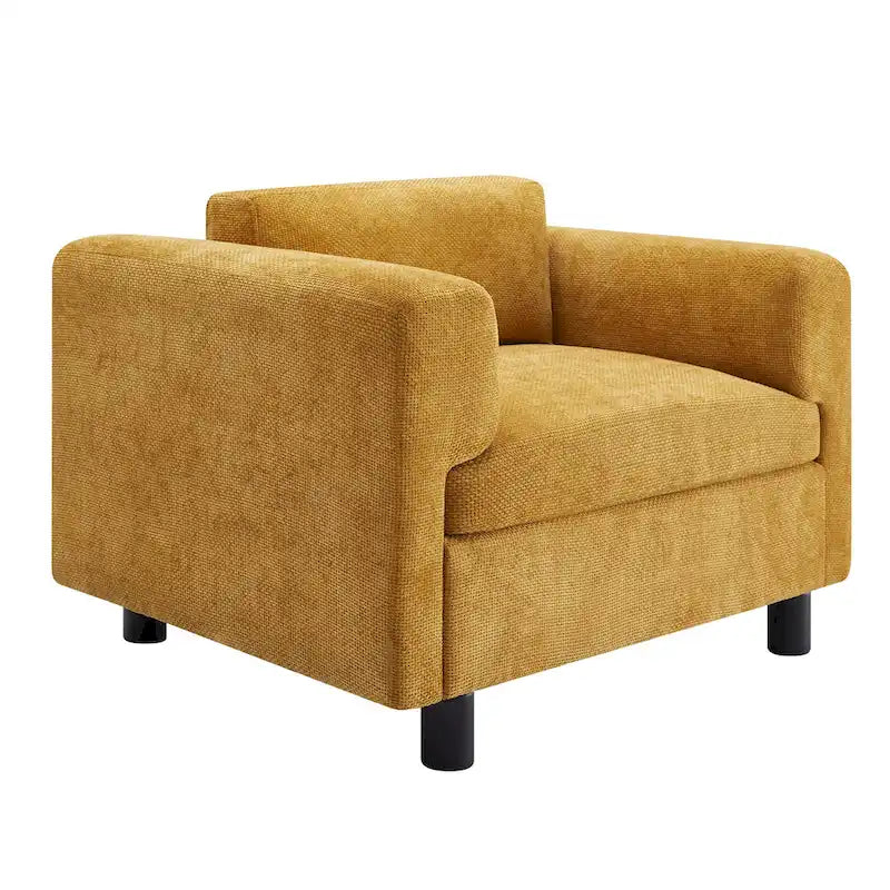 Fauteuil d'appoint en velours surdimensionné – Jaune / Beige / Bleu, une place