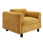 Fauteuil d'appoint en velours surdimensionné – Jaune / Beige / Bleu, une place