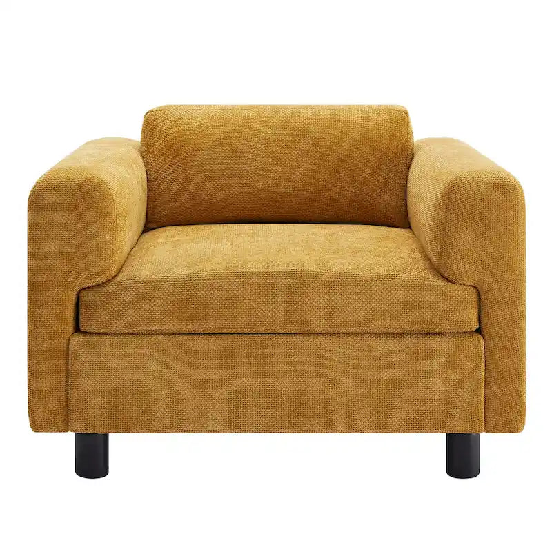 Fauteuil d'appoint en velours surdimensionné – Jaune / Beige / Bleu, une place