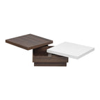 Table basse carrée rotative noire et blanche avec rangement caché, double couche, MDF