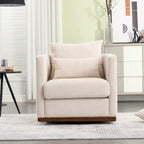 Fauteuil pivotant rond en chenille beige / marron / noir carbone / gris foncé, une place