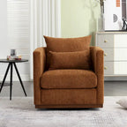 Fauteuil pivotant rond en chenille beige / marron / noir carbone / gris foncé, une place