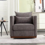Fauteuil pivotant rond en chenille beige / marron / noir carbone / gris foncé, une place
