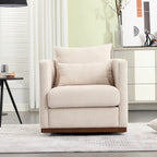 Fauteuil pivotant rond en chenille beige / marron / noir carbone / gris foncé, une place