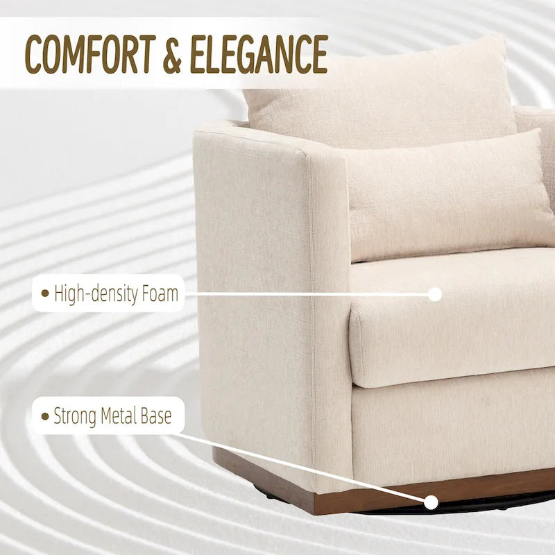 Fauteuil pivotant rond en chenille beige / marron / noir carbone / gris foncé, une place