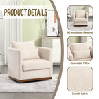Fauteuil pivotant rond en chenille beige / marron / noir carbone / gris foncé, une place