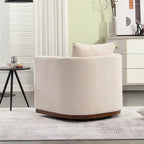 Fauteuil pivotant rond en chenille beige / marron / noir carbone / gris foncé, une place