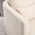 Fauteuil pivotant rond en chenille beige / marron / noir carbone / gris foncé, une place