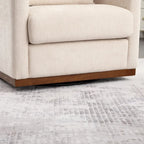 Fauteuil pivotant rond en chenille beige / marron / noir carbone / gris foncé, une place