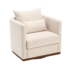 Fauteuil pivotant rond en chenille beige / marron / noir carbone / gris foncé, une place