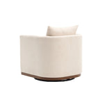 Fauteuil pivotant rond en chenille beige / marron / noir carbone / gris foncé, une place
