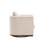 Fauteuil pivotant rond en chenille beige / marron / noir carbone / gris foncé, une place