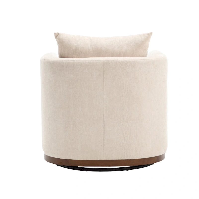 Fauteuil pivotant rond en chenille beige / marron / noir carbone / gris foncé, une place