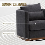 Fauteuil pivotant rond en chenille beige / marron / noir carbone / gris foncé, une place