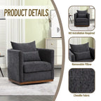 Fauteuil pivotant rond en chenille beige / marron / noir carbone / gris foncé, une place