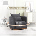 Fauteuil pivotant rond en chenille beige / marron / noir carbone / gris foncé, une place
