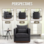 Fauteuil pivotant rond en chenille beige / marron / noir carbone / gris foncé, une place