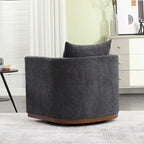 Fauteuil pivotant rond en chenille beige / marron / noir carbone / gris foncé, une place