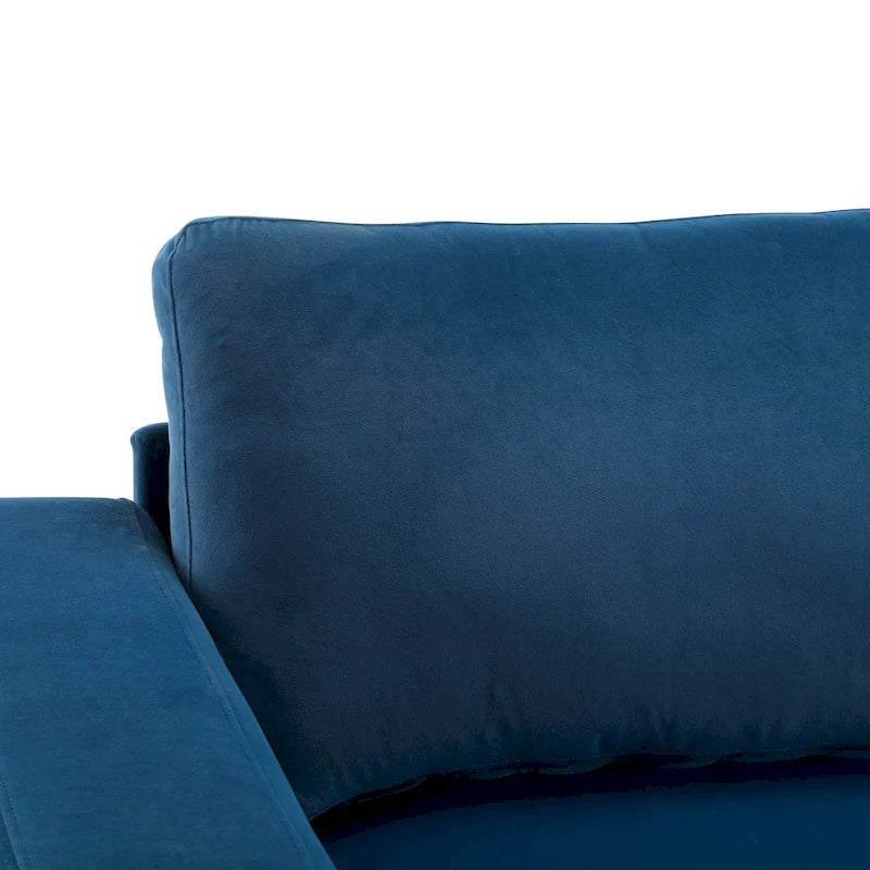 Canapé 2 places à accoudoirs carrés, gris clair / beige / bleu