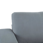 Canapé 2 places à accoudoirs carrés, gris clair / beige / bleu